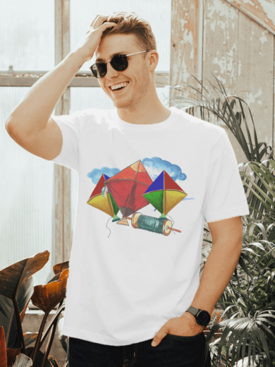 Makar Sankranti T-Shirt by Printalyst | Stylish Kite Design Tee