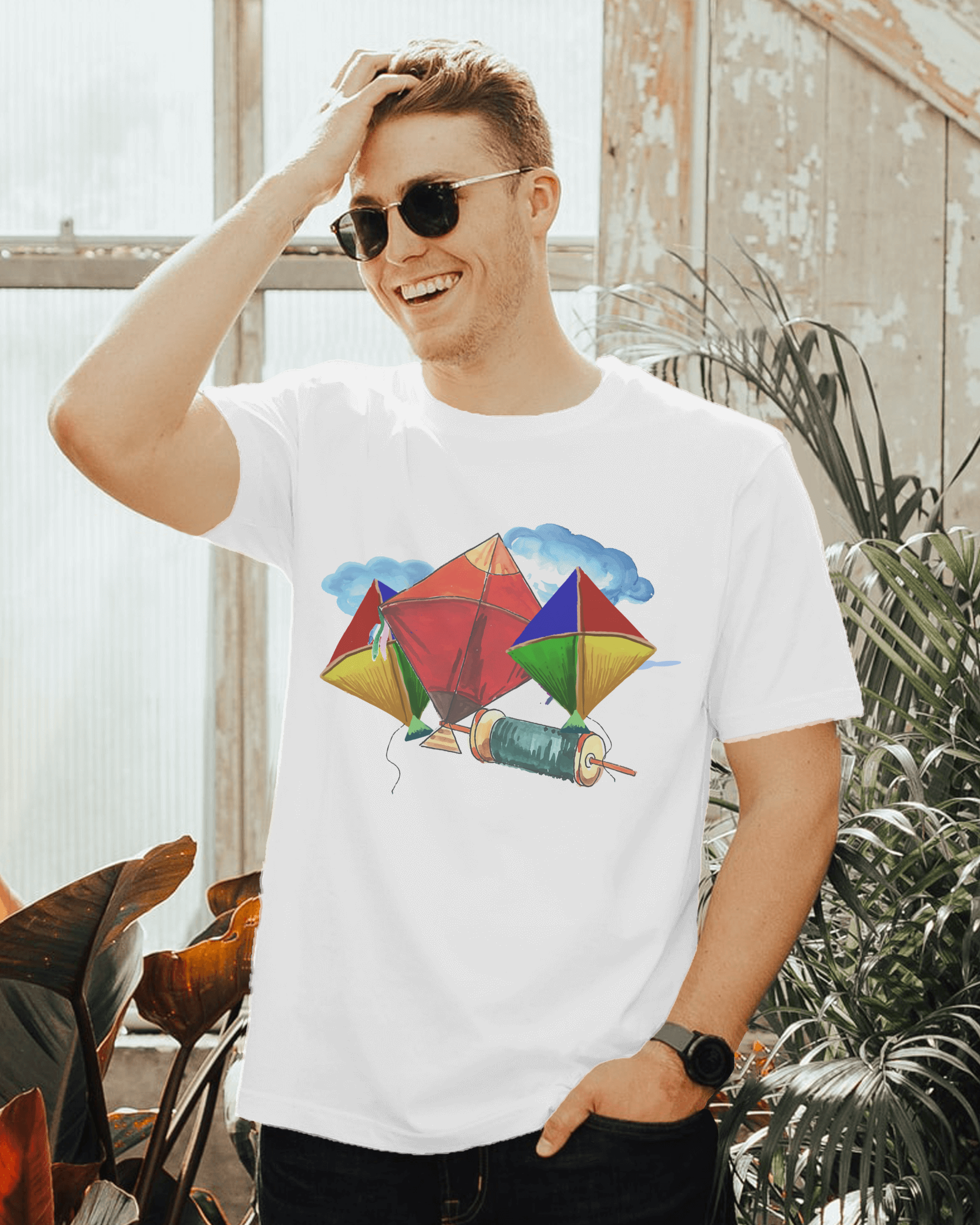 Makar Sankranti T-Shirt by Printalyst | Stylish Kite Design Tee