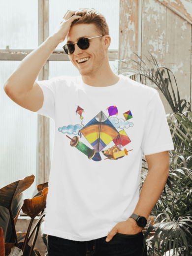 Printalyst Festival Collection: Uttarayan Polyester Kite T-Shirt