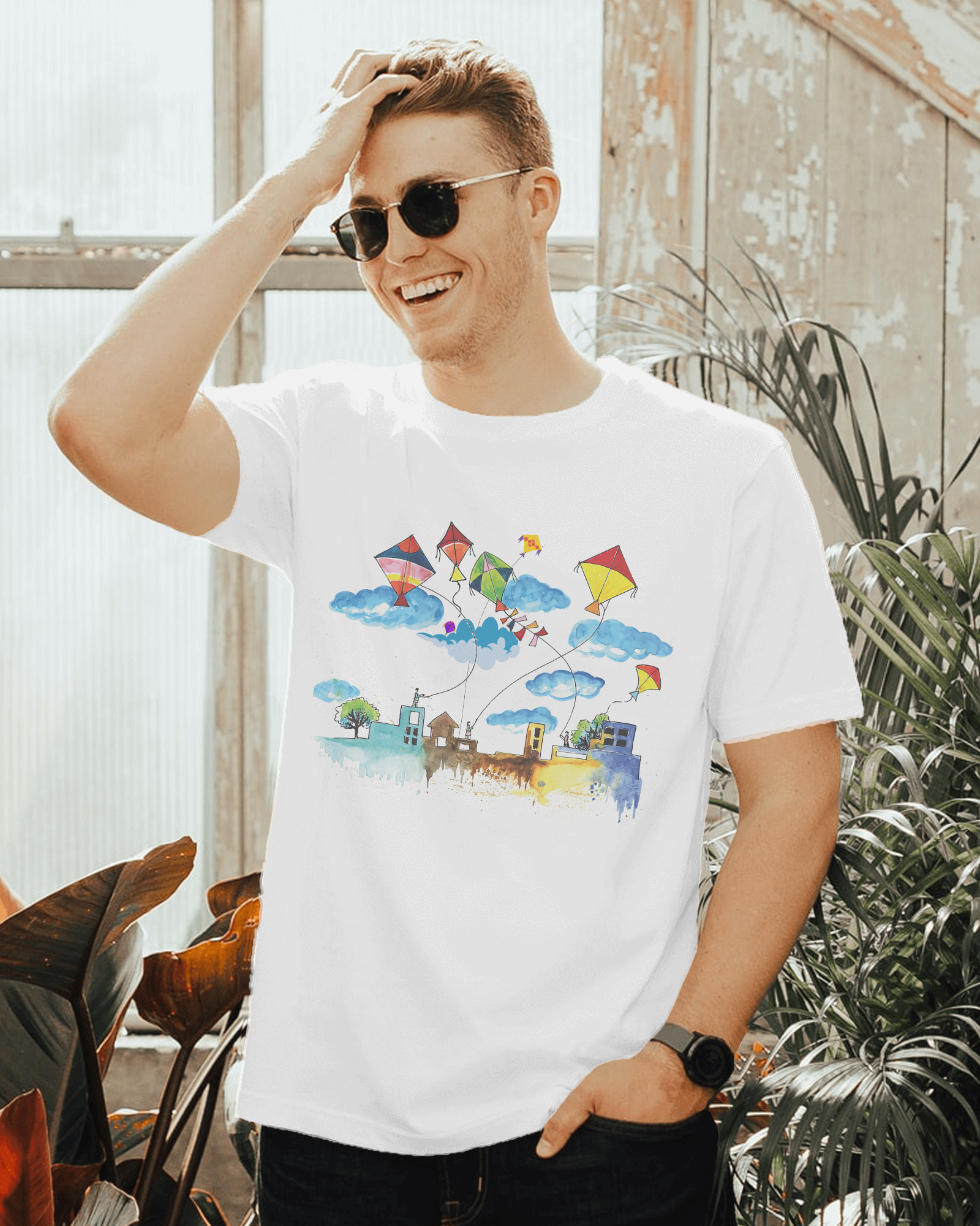 Printalyst Polyester Kite T-Shirt for Uttarayan Celebrations