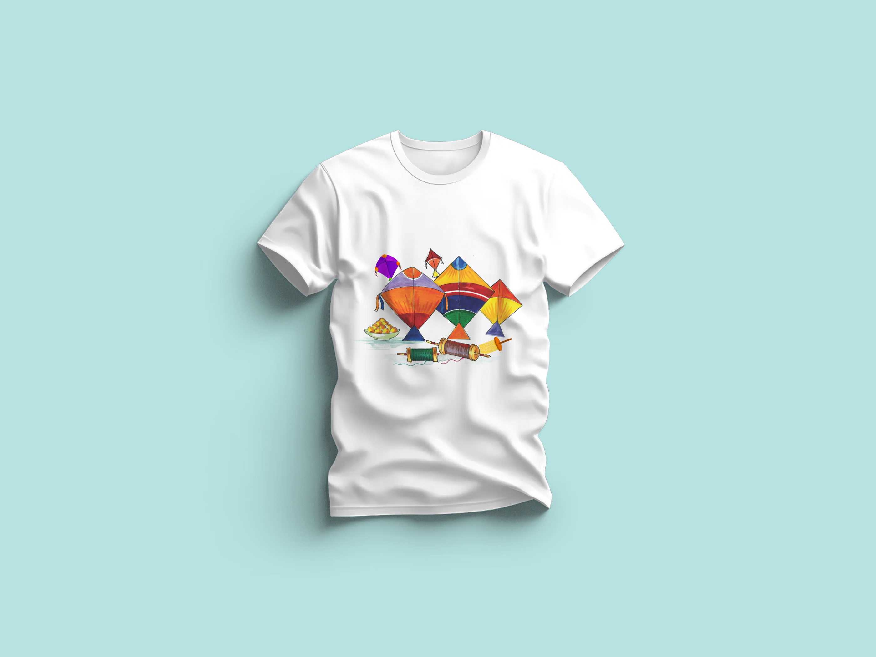 Makar Sankranti Kite T-Shirt | Comfortable Polyester Tee - Image 2