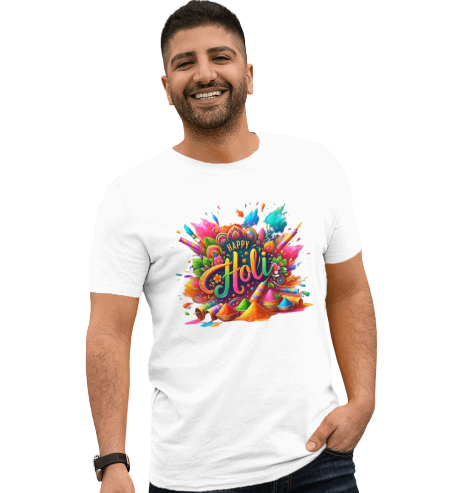 Holi Printed T-shirts-Celebrate Holi in Comfort