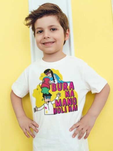 Happy Holi Kids T-Shirt by Printalyst–Bright Colors for Holi