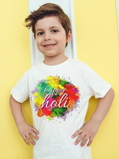 Kids Holi Printed T-Shirt – Bright Colors for Holi Celebrations