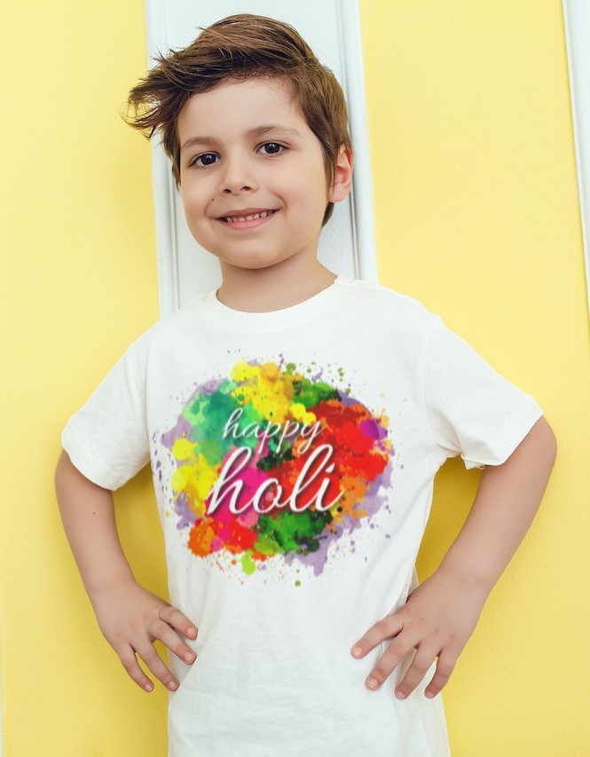 Kids Holi Printed T-Shirt – Bright Colors for Holi Celebrations