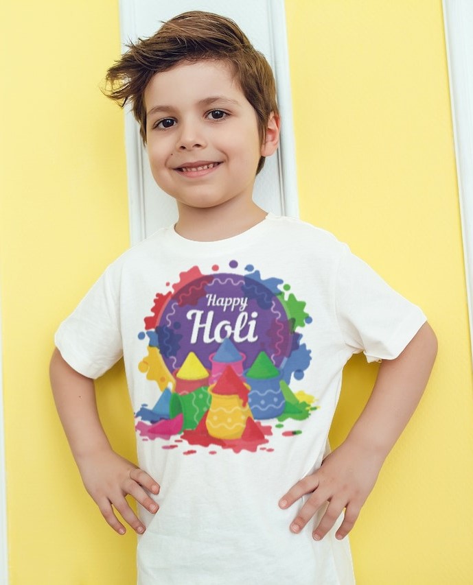 Festive Holi T-Shirt for Kids – Soft Polyster Fabric by Printalyst