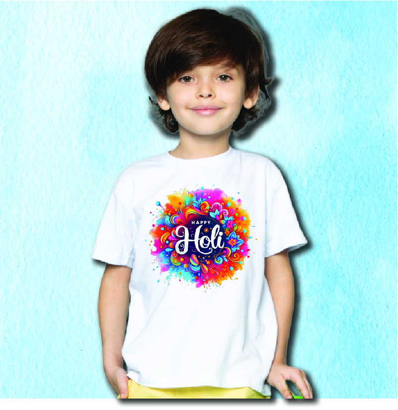 Playful Kids Holi T-Shirt – Comfortable Cotton Style