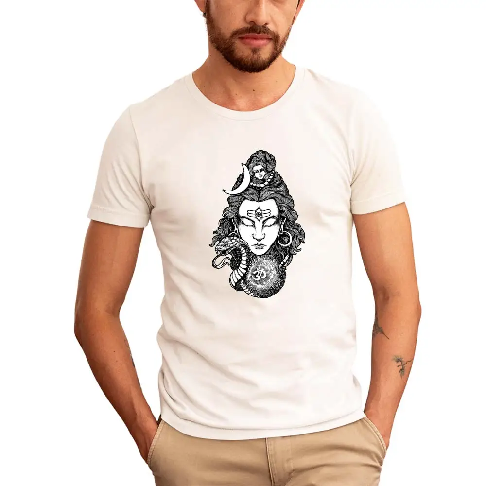Mahadev Print White T-Shirt | Lord Shiva Simple Spiritual Tee