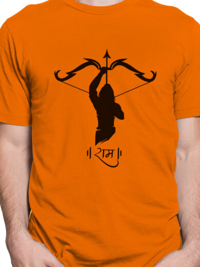 Lord Ram Trishul Orange T-Shirt | Festival Spiritual Wear